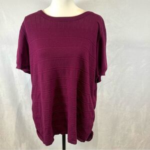 Lane Bryant burgundy wine short sleeve knit sweater top size 22/24
